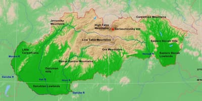 지도 슬로바키아의 산
